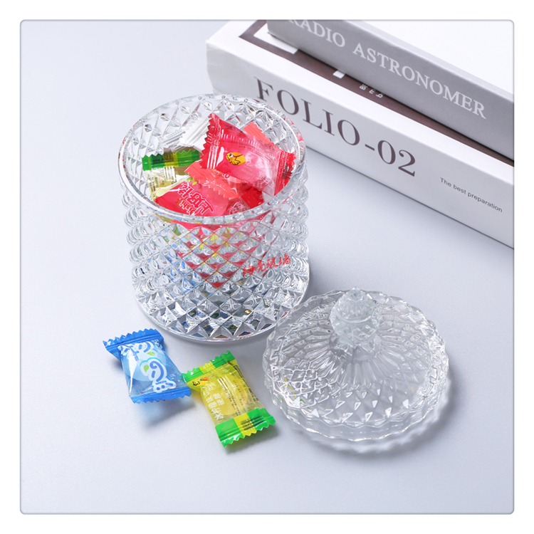 Clear glass candy jar Roman embossed candy box wedding box