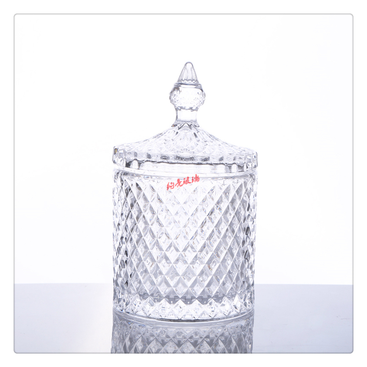 Clear glass candy jar Roman embossed candy box wedding box