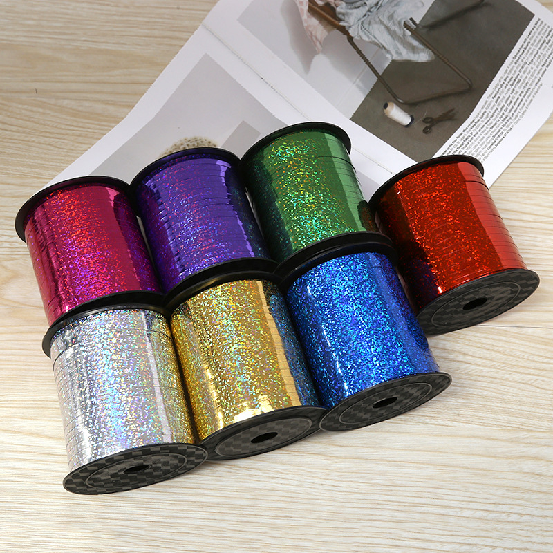 250 Yards Laser Ribbon Wedding Birthday Decoration Rope Balloon Silk Ribbons Colored Ribbons