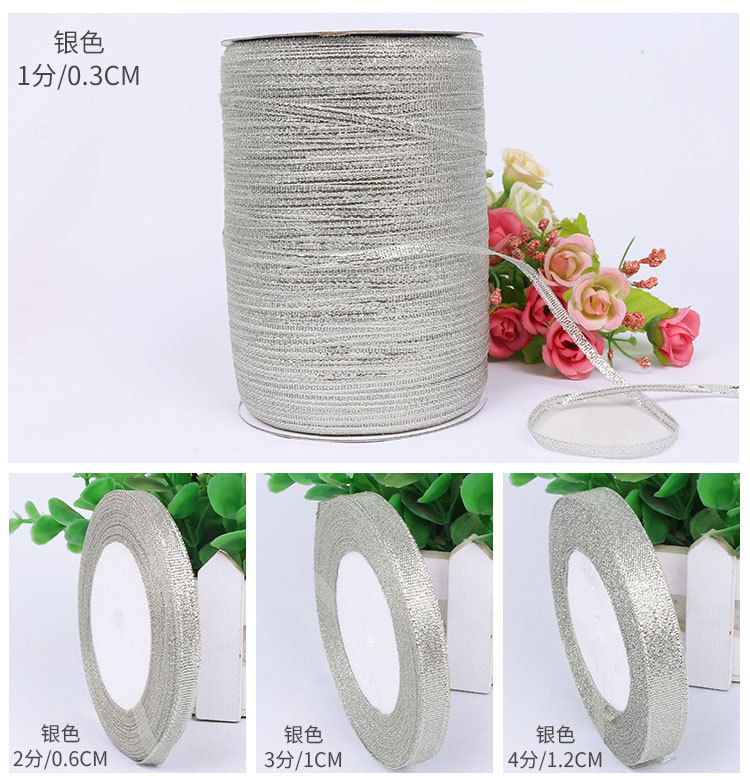 0.3-5cm Wide Glitter Ribbon 2cm Silver Onion Ribbon Baking Cake Box Packing Ribbons