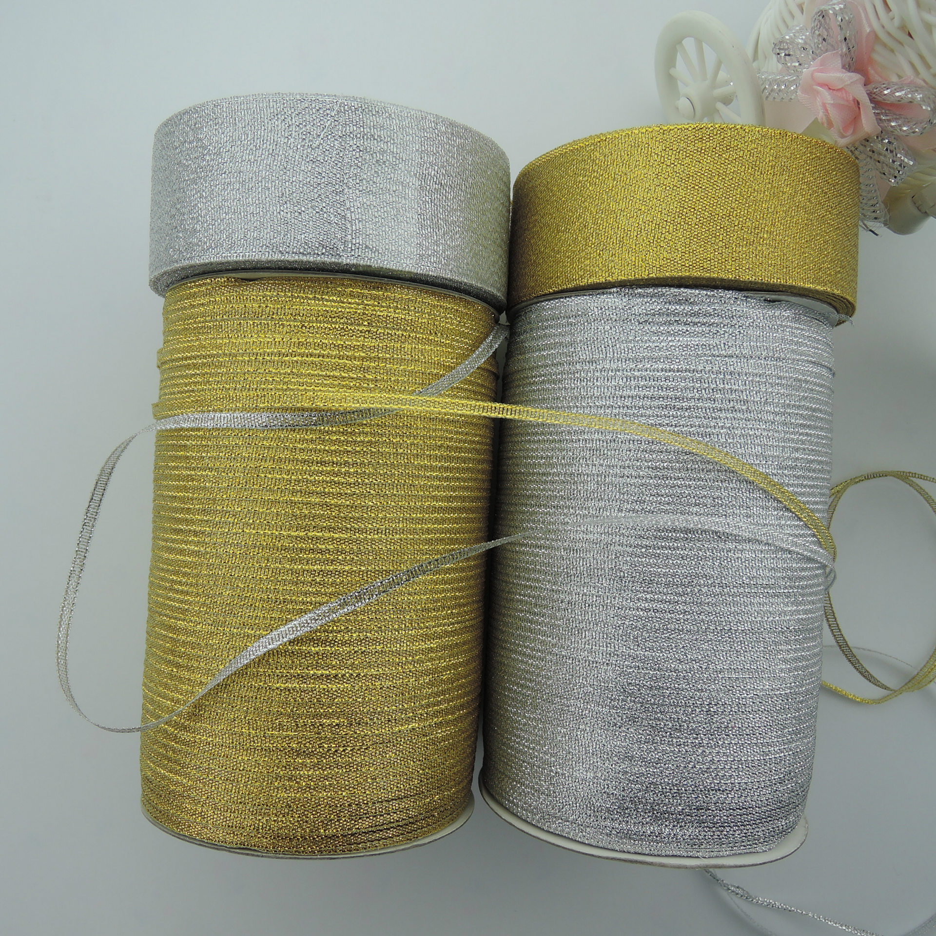 0.3-5cm Wide Glitter Ribbon 2cm Silver Onion Ribbon Baking Cake Box Packing Ribbons