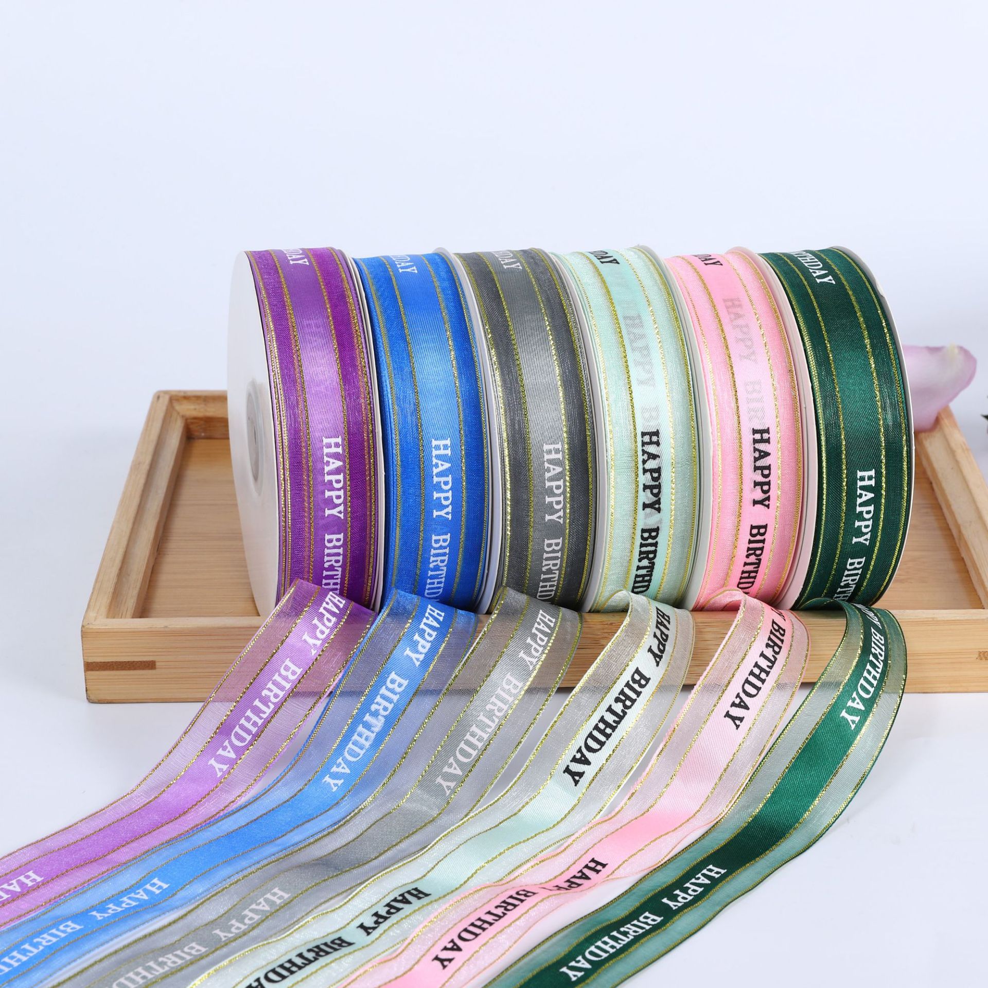 Korean English Letters Organza Tape Ribbon Internet Celebrity Ribbon Transparent Ribbon Flowers Gift Packaging Ribbons