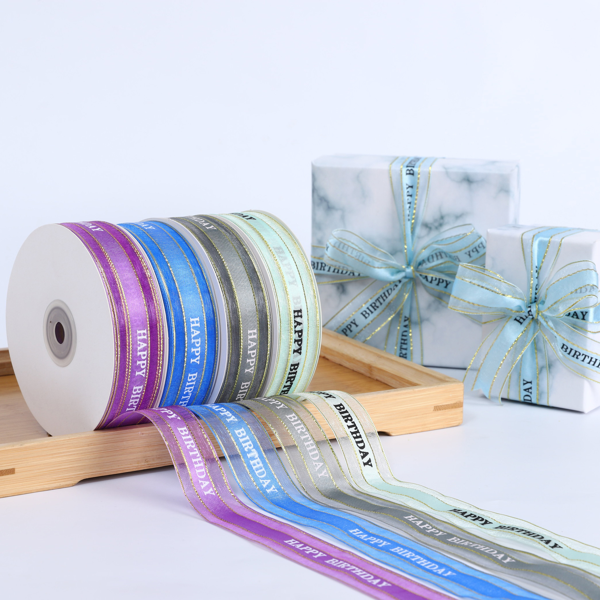 Korean English Letters Organza Tape Ribbon Internet Celebrity Ribbon Transparent Ribbon Flowers Gift Packaging Ribbons