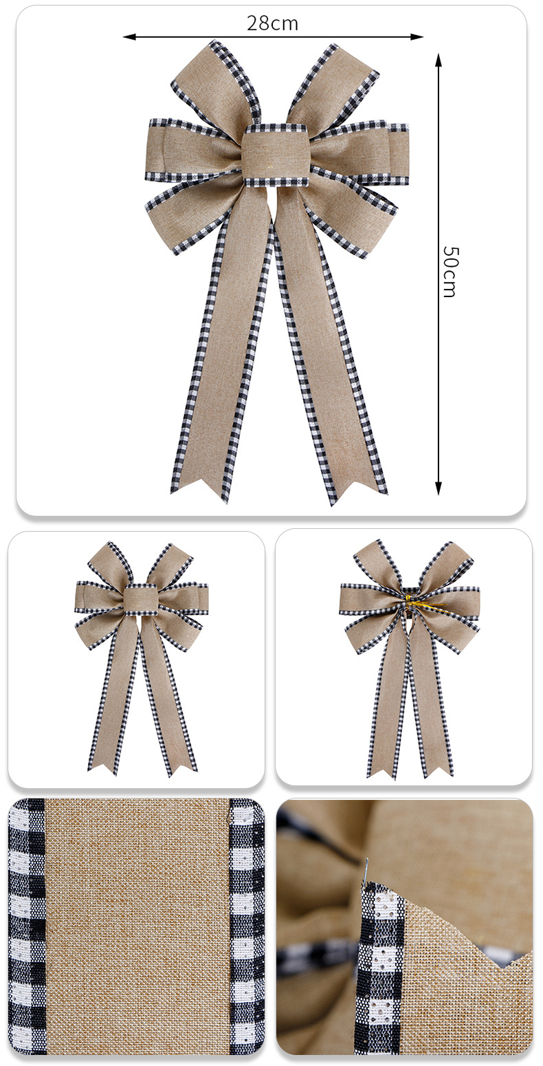 Factory Direct Sales Simi Silk Ribbon Artificial Linen Plaid Ribbon Handmade Ribbons