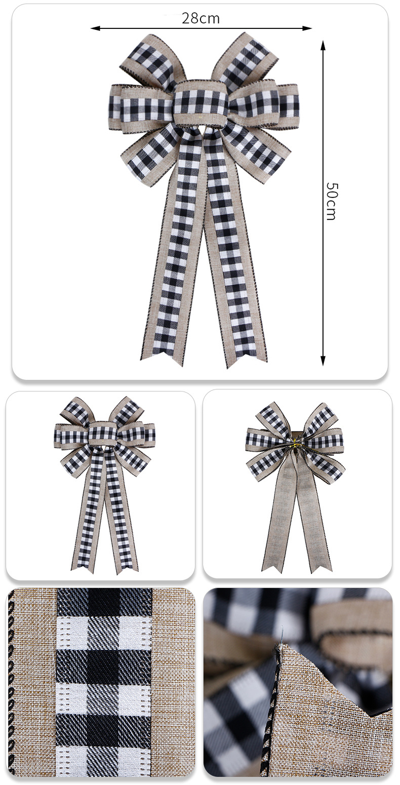 Factory Direct Sales Simi Silk Ribbon Artificial Linen Plaid Ribbon Handmade Ribbons
