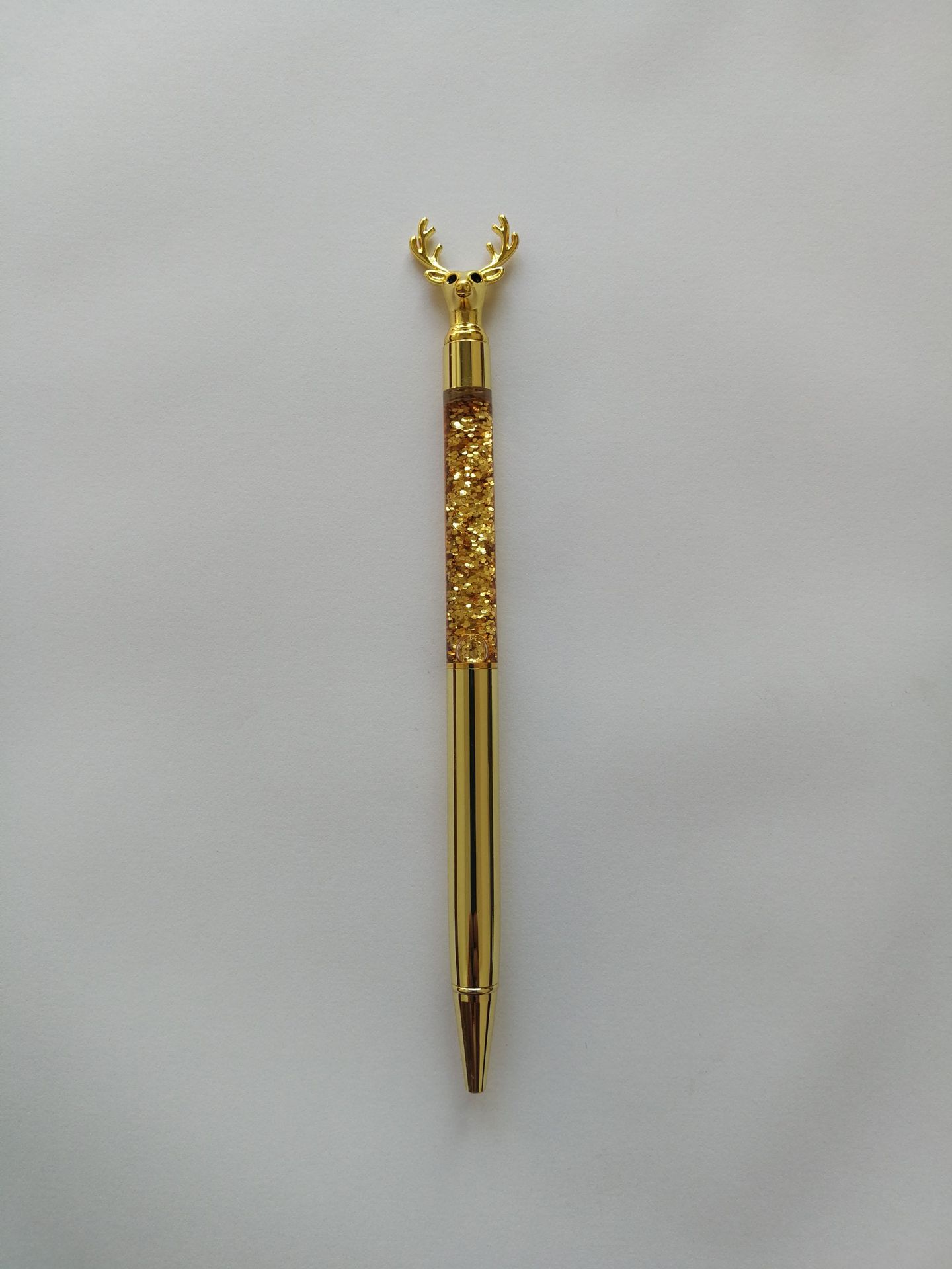 Factory Direct Sales New Christmas Deer Head Color Bright Film Gold Powder Oil Metal Ball Point Pen