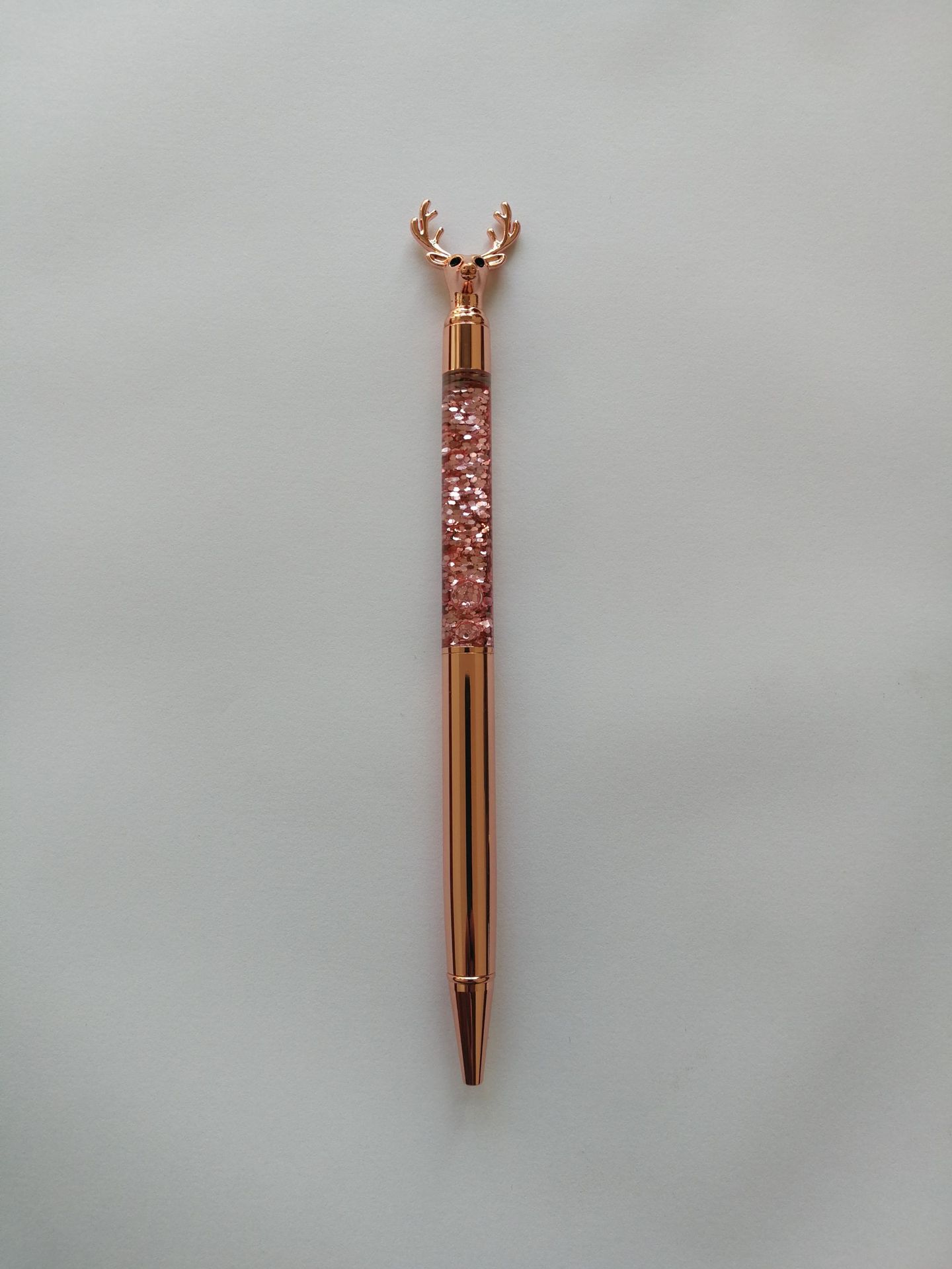Factory Direct Sales New Christmas Deer Head Color Bright Film Gold Powder Oil Metal Ball Point Pen