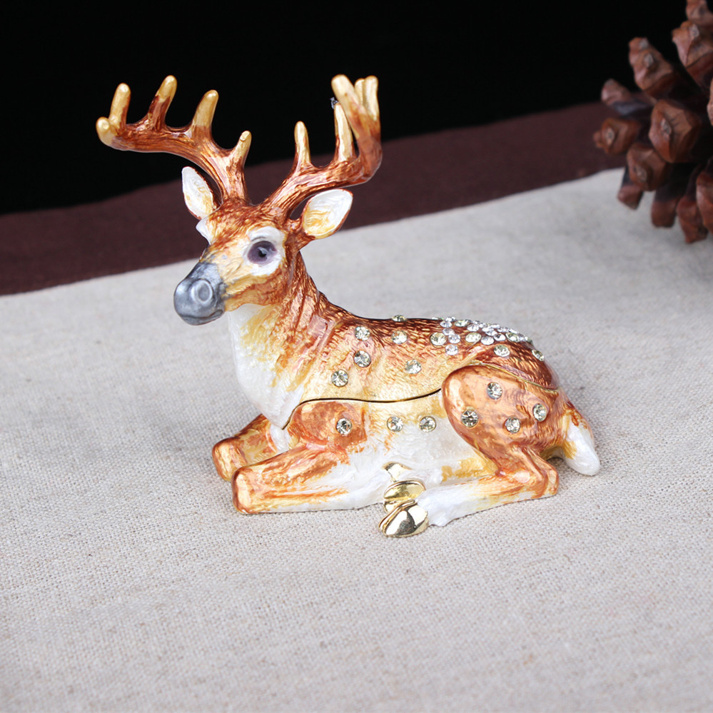 Metal Deer Yishangbao Factory Direct Sale Metal Alloy Christmas Gift Elk Enamel Decoration Storage Box AB1111-200