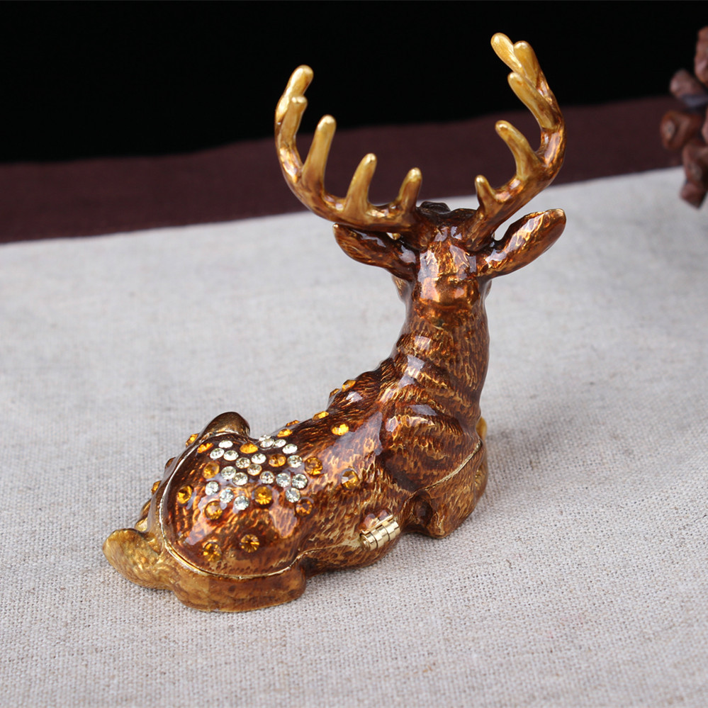 Metal Deer Yishangbao Factory Direct Sale Metal Alloy Christmas Gift Elk Enamel Decoration Storage Box AB1111-200