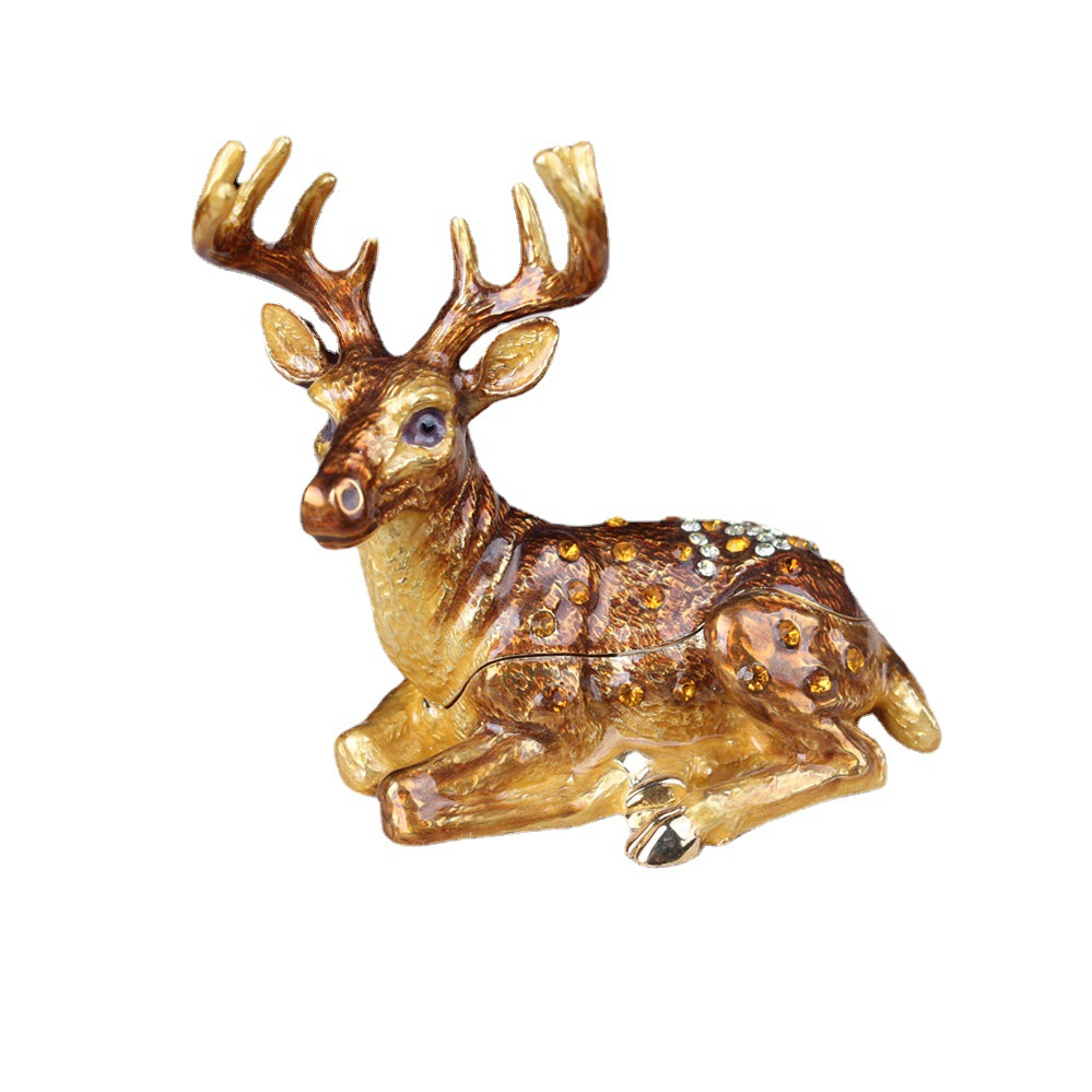 Metal Deer Yishangbao Factory Direct Sale Metal Alloy Christmas Gift Elk Enamel Decoration Storage Box AB1111-200