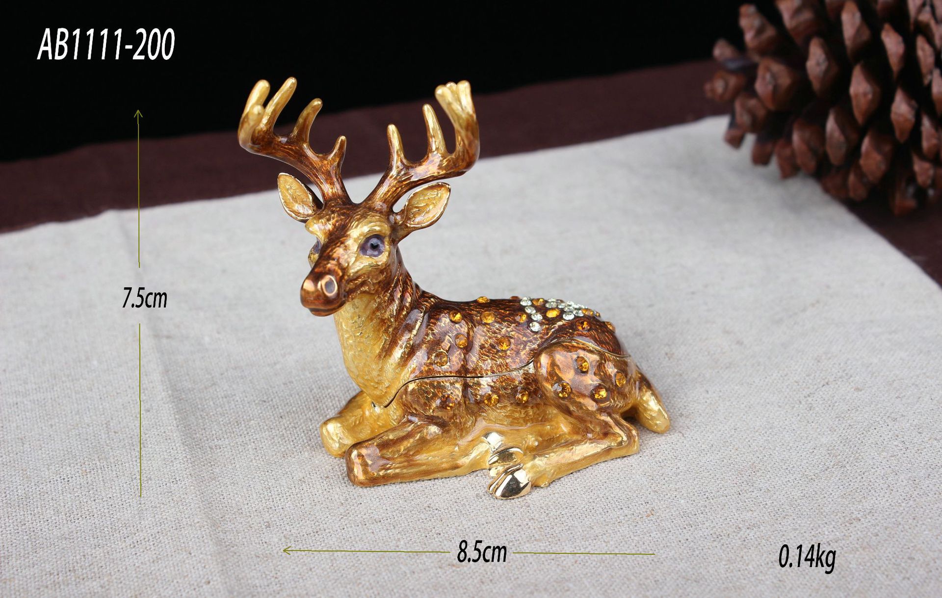 Metal Deer Yishangbao Factory Direct Sale Metal Alloy Christmas Gift Elk Enamel Decoration Storage Box AB1111-200