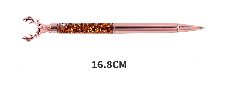Metal deer head pen ball pen color flash into the oil pen plating rose gold go bead pen custom logo