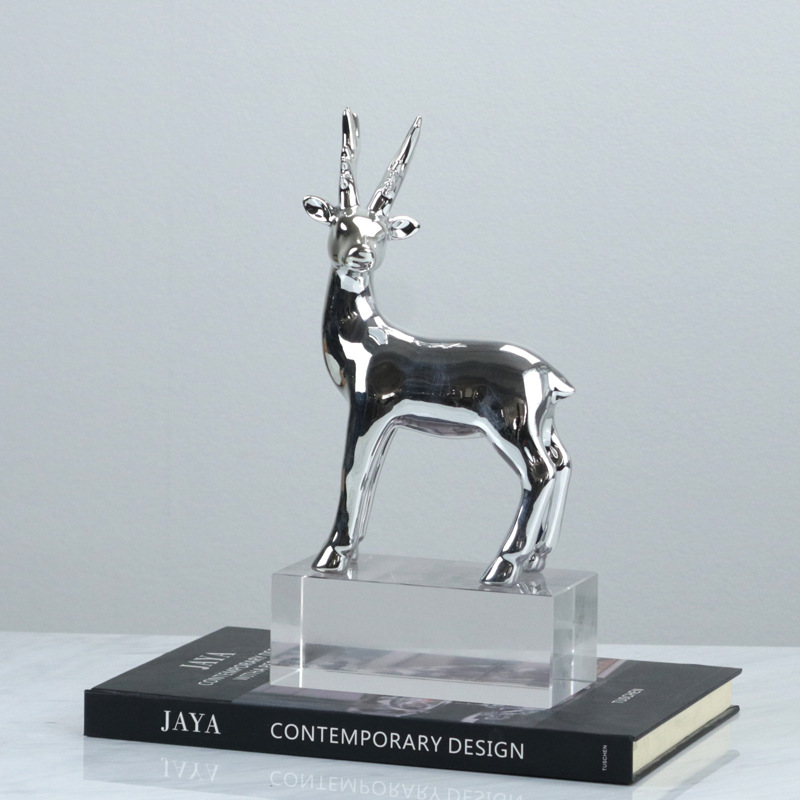 Silver Deer Decoration Modern Light Luxury Living Room TV Cabinet Wine Cabinet Metal Deer