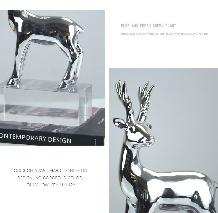 Silver Deer Decoration Modern Light Luxury Living Room TV Cabinet Wine Cabinet Metal Deer Silver Deer Decoration Modern Light Luxury Living Room TV Cabinet Wine Cabinet Metal Deer