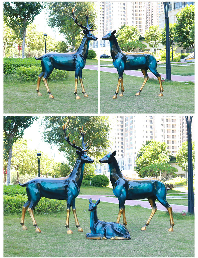Outdoor FRP Simulation Metal Deer Sculpture Shopping Mall Metal Deer