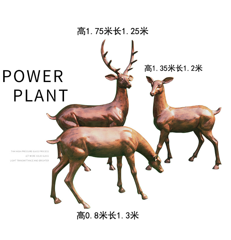 Pure Copper Sika Deer Sculpture Simulation Animal Bronze Statue Hotel Home Living Room Metal Metal Deer