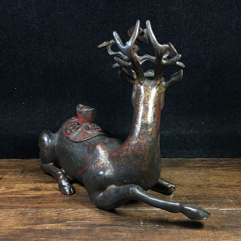 Antique Antique Antique Sundries Collection Copper Ingot Ganoderma Lucidum Deer Metal Deer