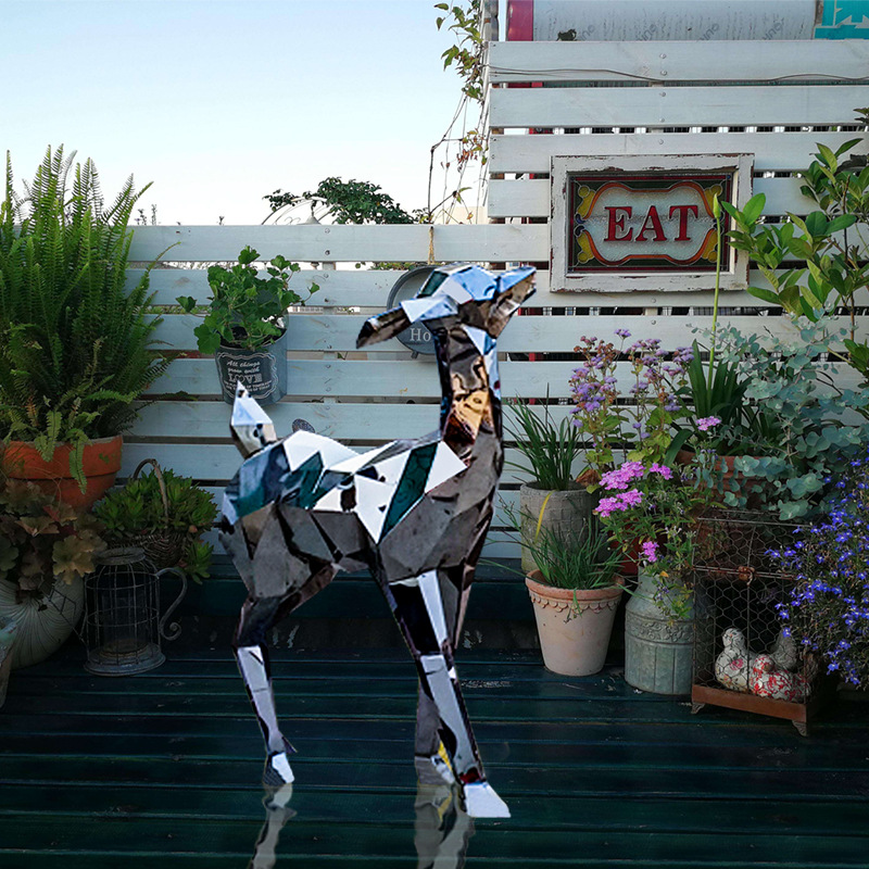 Geometric Deer Galvanized Sheet Iron Customization Landscape Sculpture Polished Large Metal Deer Geometric Deer Galvanized Sheet Iron Customization Landscape Sculpture Polished Large Metal Deer