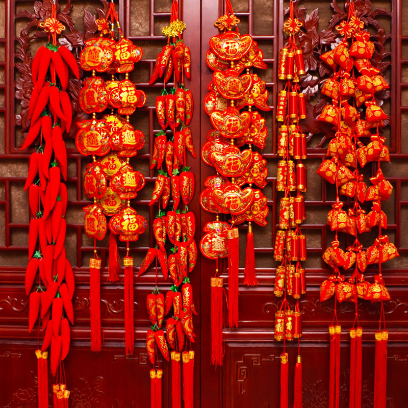 New Year Celebration Red Chili String Firecrackers String Pendant Lucky Bag Living festival pendant