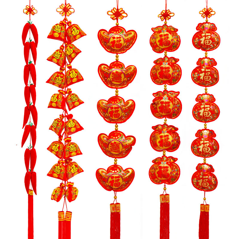New Year Celebration Red Chili String Firecrackers String Pendant Lucky Bag Living festival pendant