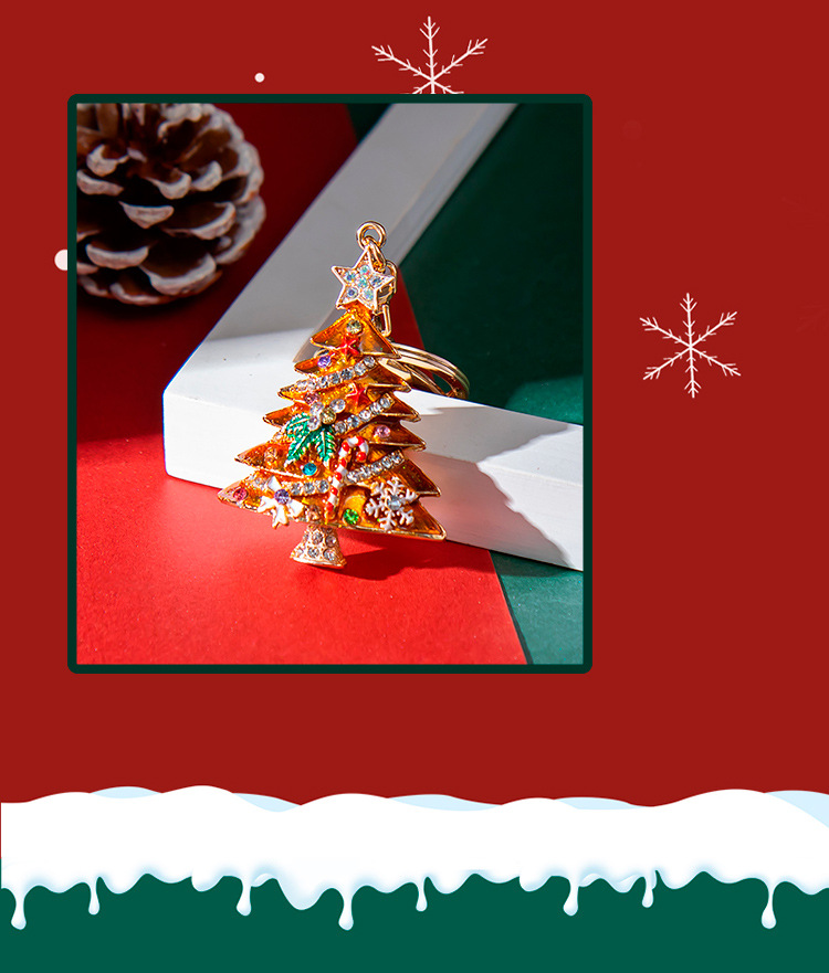 Europe and America Creative New Diamond Drop Oil Christmas Tree Keychain Pendant Christmas festival pendant