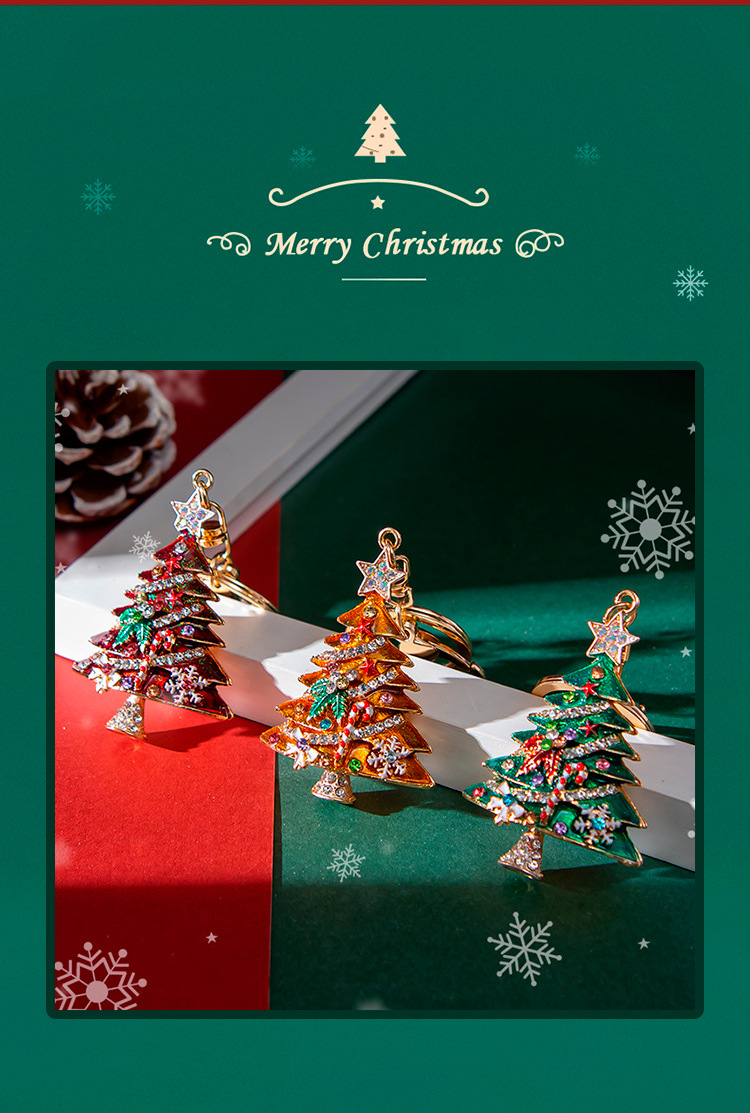 Europe and America Creative New Diamond Drop Oil Christmas Tree Keychain Pendant Christmas festival pendant