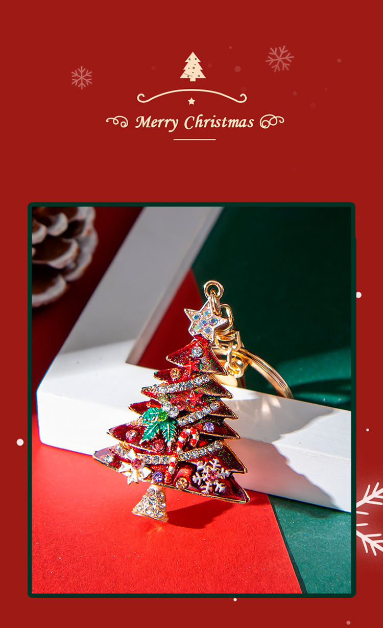 Europe and America Creative New Diamond Drop Oil Christmas Tree Keychain Pendant Christmas festival pendant