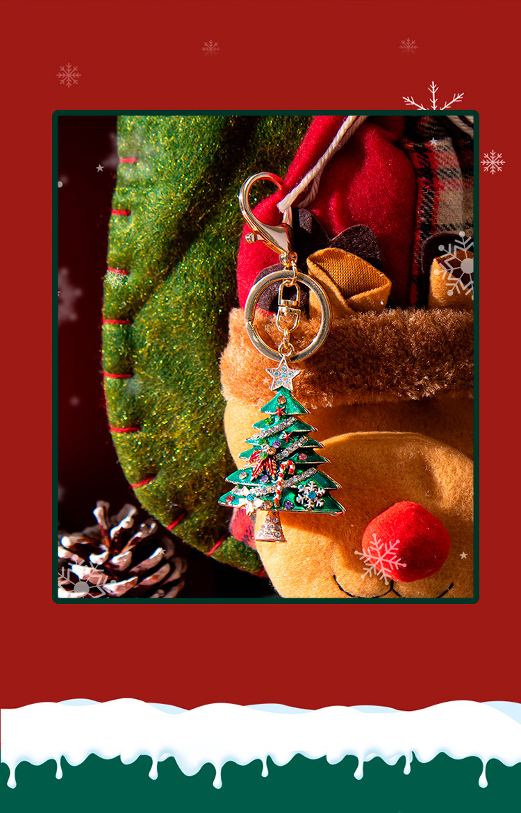 Europe and America Creative New Diamond Drop Oil Christmas Tree Keychain Pendant Christmas festival pendant