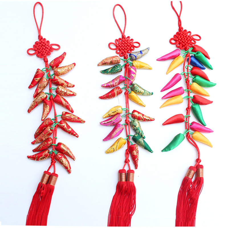 Factory Direct Sales Chinese Knot Small Colored Pepper Hanging Piece Pendant Home Stage festival pendant