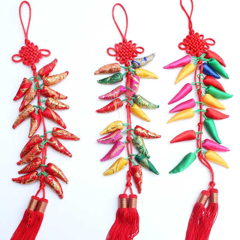 Factory Direct Sales Chinese Knot Small Colored Pepper Hanging Piece Pendant Home Stage festival pendant