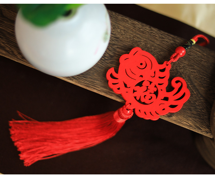 Hundreds of Millions of People New Year Pendant Wooden with Chinese Character Cai Fu festival pendant