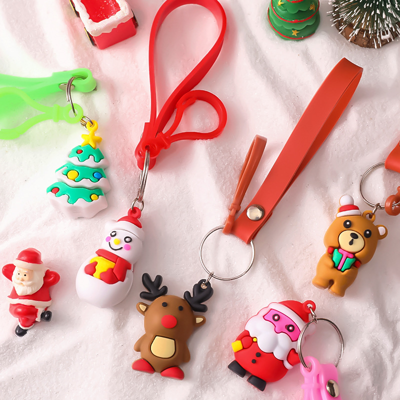 Cartoon Christmas Keychain Santa Elk Backpack Hanging Ornament Student festival pendant