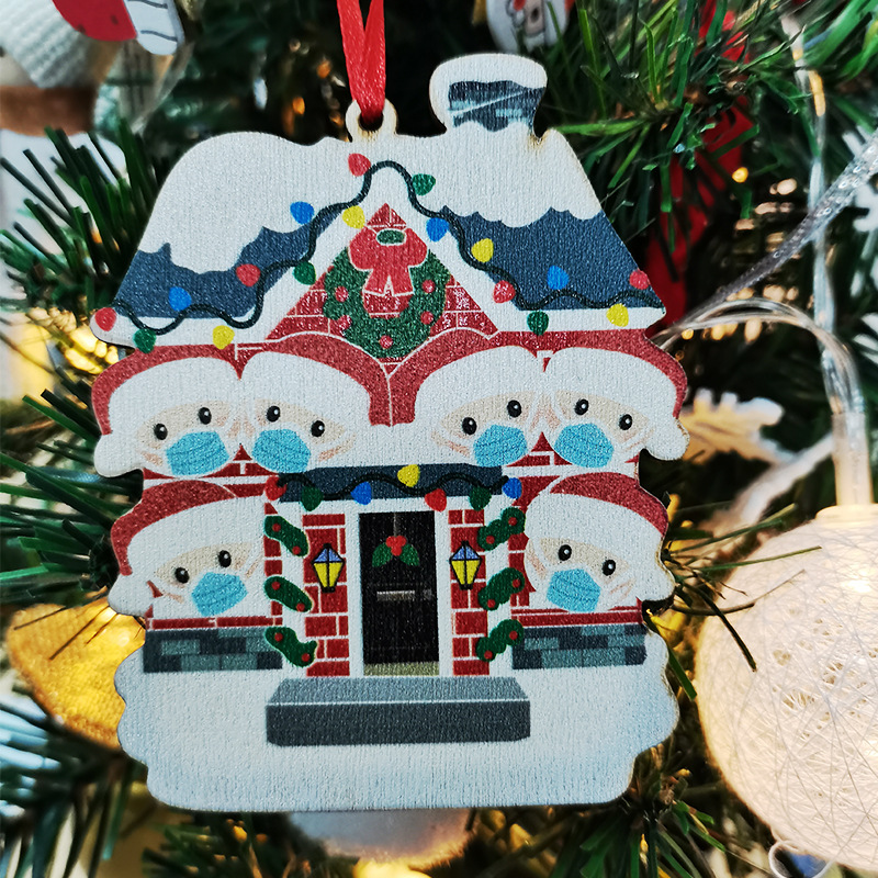 Christmas Ornament Mask Snowman Christmas Tree Festival Pendant DIY Name Blessing Decorations