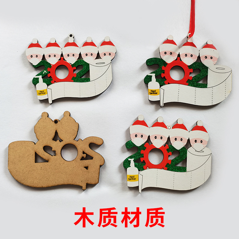 Christmas Ornament Mask Snowman Christmas Tree Festival Pendant DIY Name Blessing Decorations
