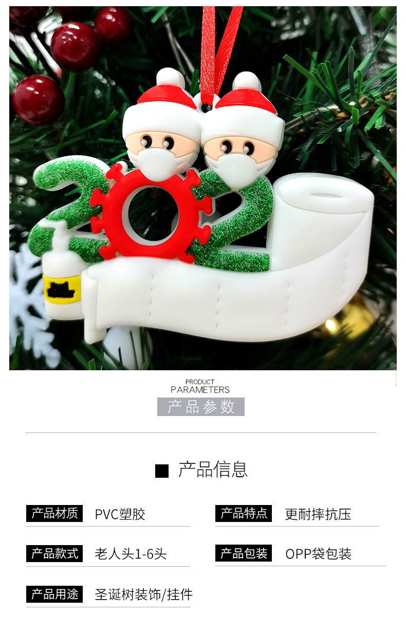 Christmas Ornament Mask Snowman Christmas Tree Festival Pendant DIY Name Blessing Decorations