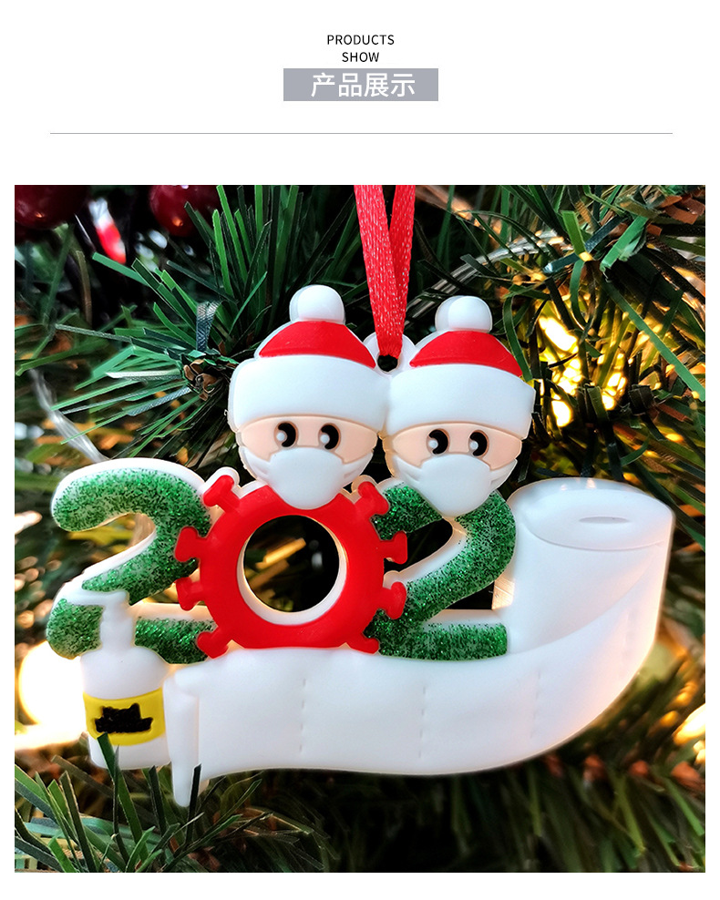 Christmas Ornament Mask Snowman Christmas Tree Festival Pendant DIY Name Blessing Decorations