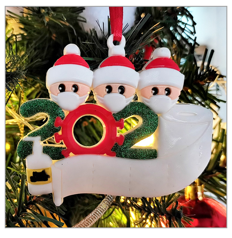 Christmas Ornament Mask Snowman Christmas Tree Festival Pendant DIY Name Blessing Decorations