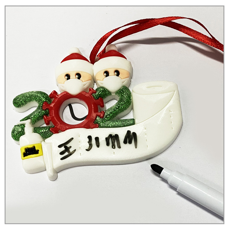 Christmas Ornament Mask Snowman Christmas Tree Festival Pendant DIY Name Blessing Decorations