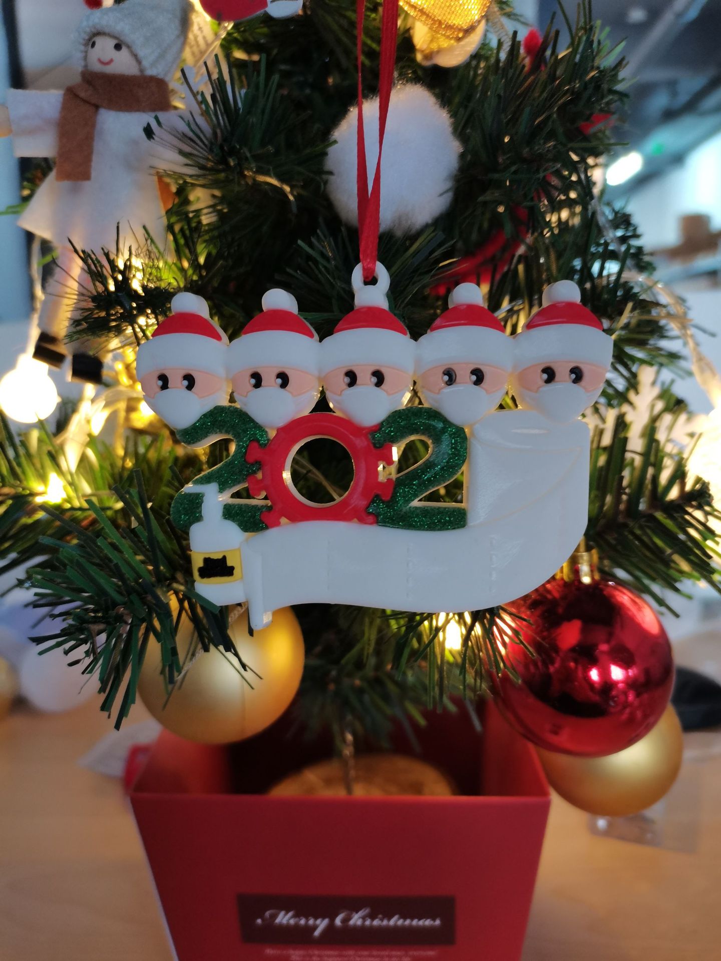 Christmas Ornament Mask Snowman Christmas Tree Festival Pendant DIY Name Blessing Decorations