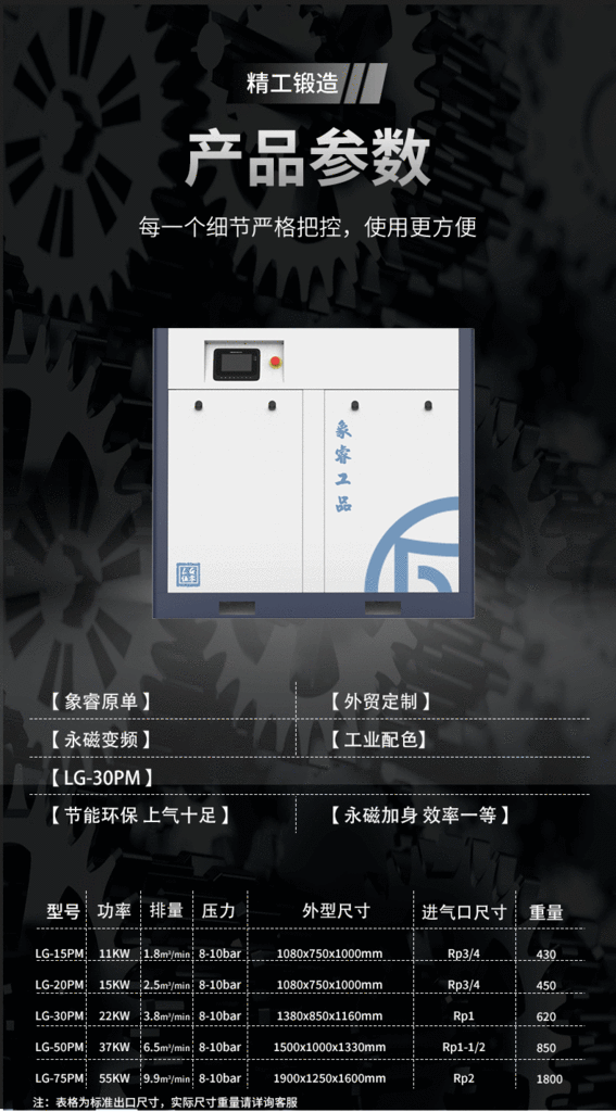 Mine Medical Auto Repair Laser Cutting Machine CNC Machine Tool Screw Air Compressor 50hp100hp