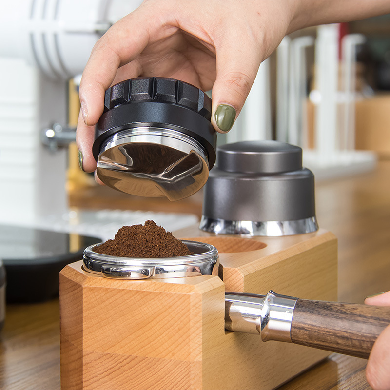 Wooden Coffee Tamper Stand Bar Counter Coffee Tamper Pad Coffee Machine Supporting Equipment Handle Powder Press Bracket