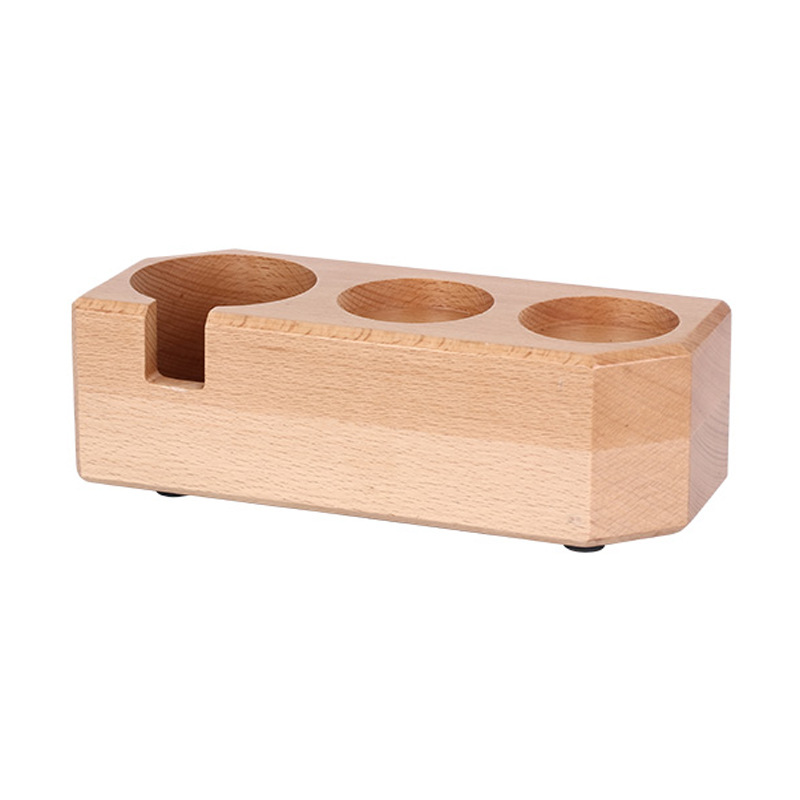 Wooden Coffee Tamper Stand Bar Counter Coffee Tamper Pad Coffee Machine Supporting Equipment Handle Powder Press Bracket