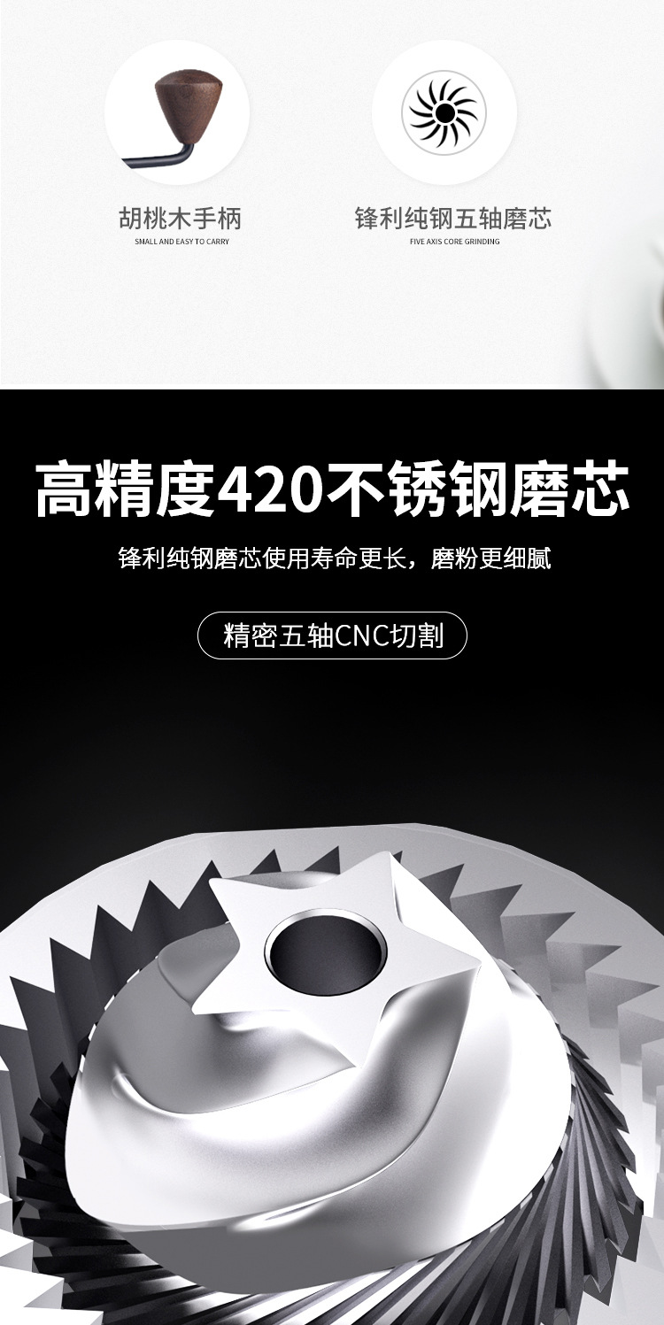 Upgraded Manual Grinding Machine Portable Coffee Grinder Hand-Grinding Coffee Machine Coffee Bean Flour Mill Gift Box