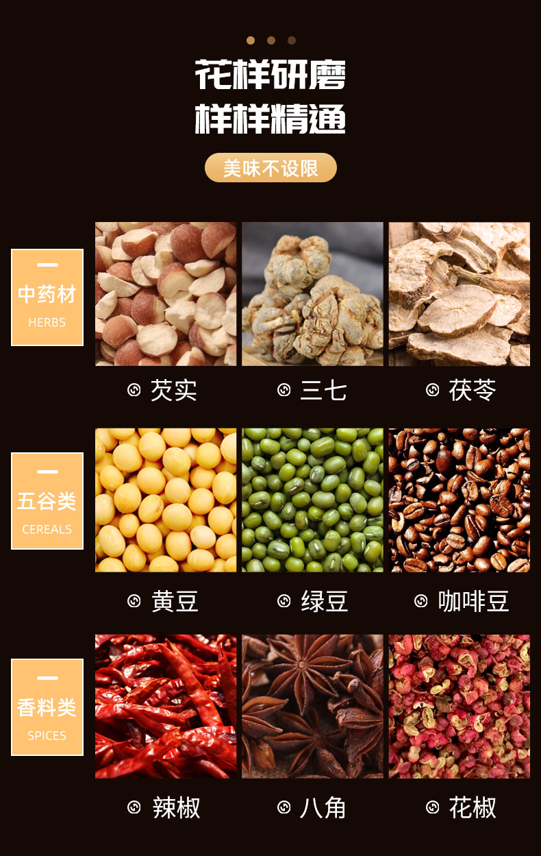 Factory Direct Supply Multifunctional Powder Machine Household Grinder Cereals Grinder Commercial Coffee Coffee  Juicer