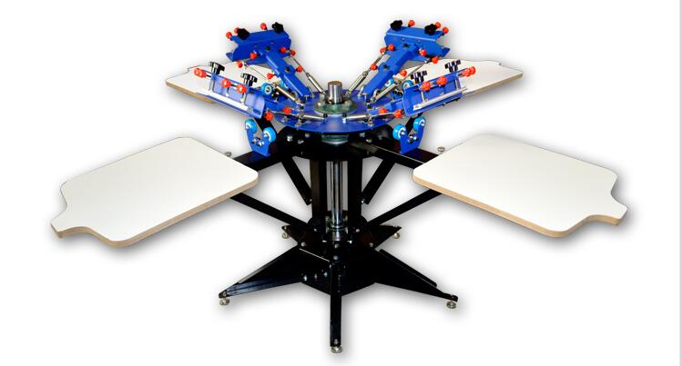 006254--S442L enhanced precise micro adjust four color four station double wheel overprinting screen printing machine
