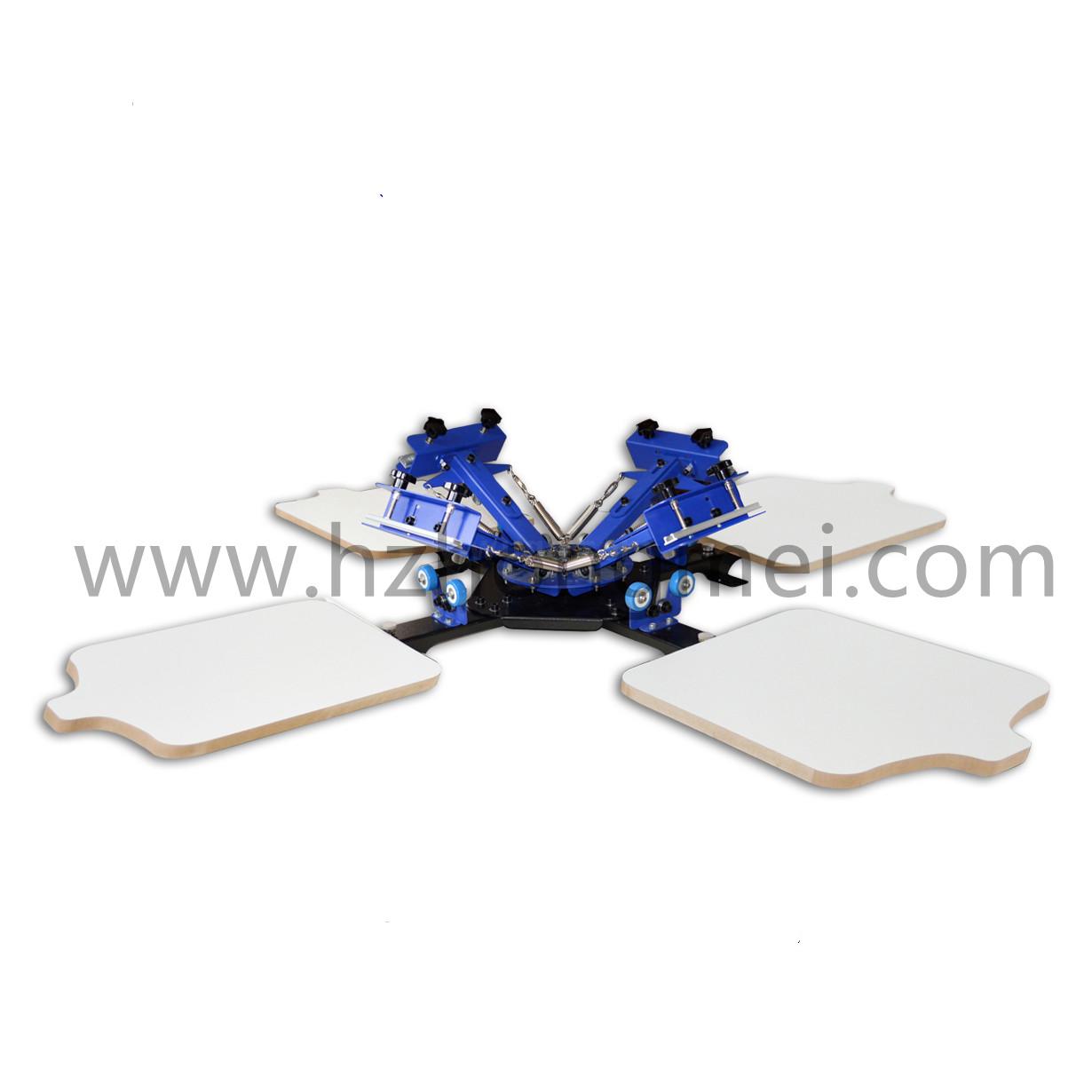 A441Z Desktop Four Color Four Station Single Wheel Overprinting Screen Printing Machine
