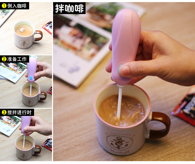 The New creative handheld mini electric egg beater mixer to stir milk powder, coffee and ice cubes