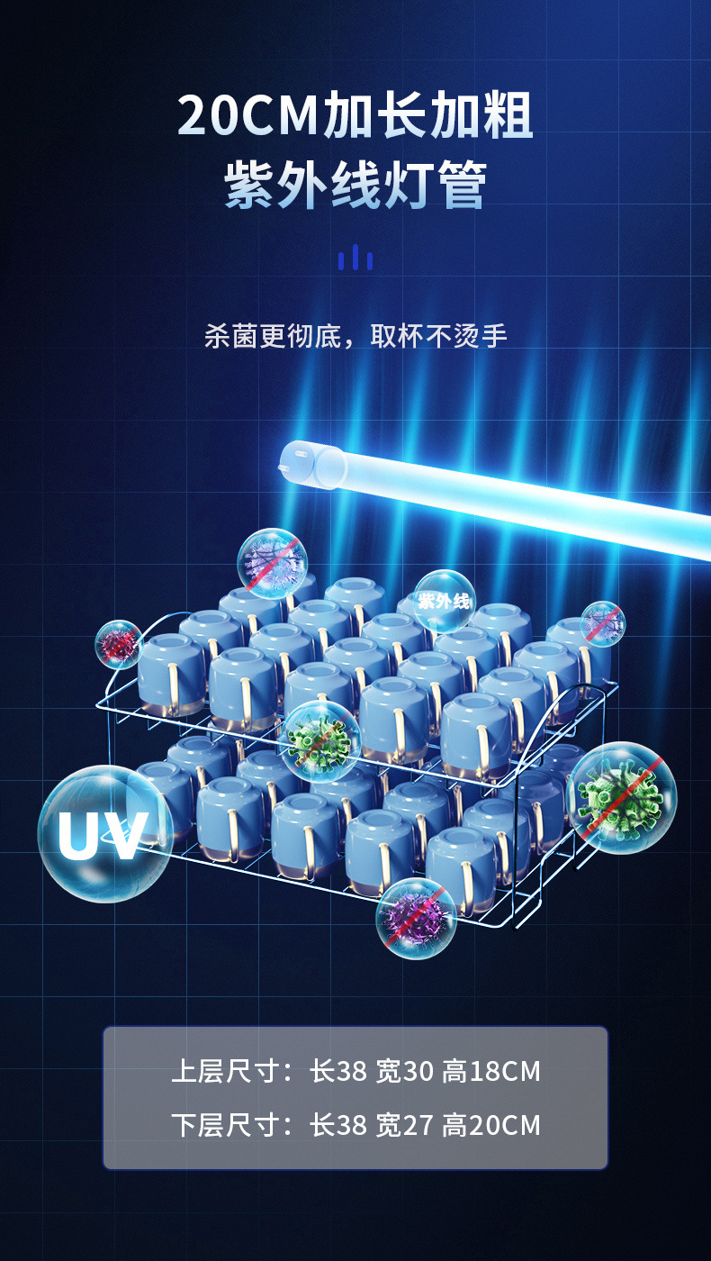 Tea Cup Disinfection Cabinet Household Small Office Teaware Cup UV Disinfection Drying