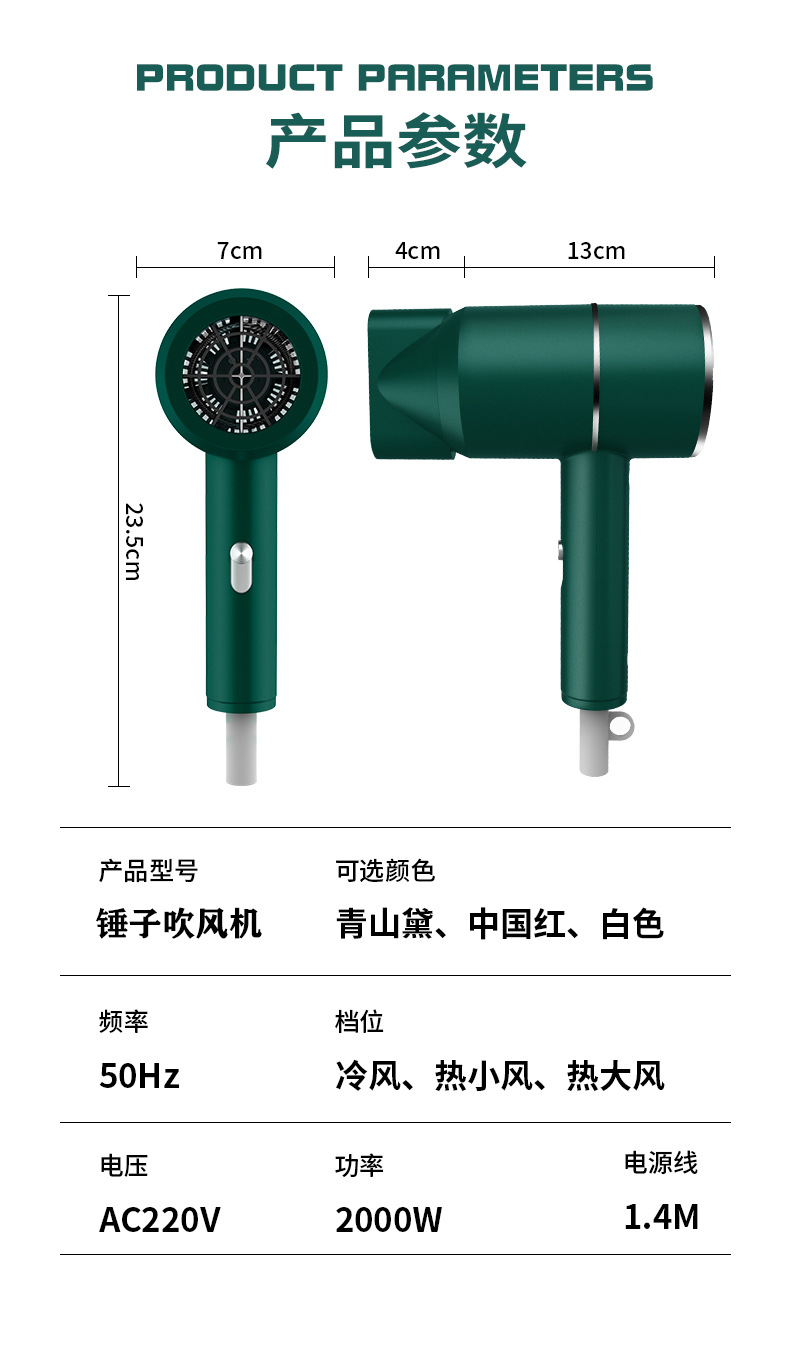 Bay 110V Hot Internet Celebrity Hammer Hair Dryer Home Dormitory Heating and Cooling Air Anion Electric Blower Whole