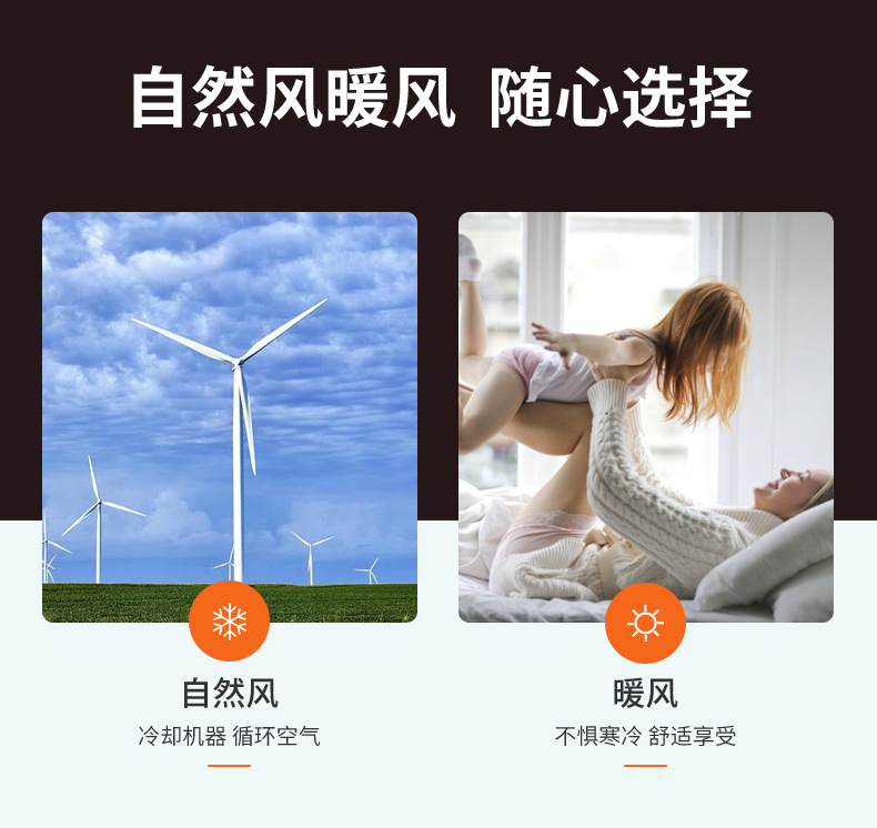 Golden Triangle Warm Air Blower Home Wall-Mounted Electric Heater Heater Bathroom Heating Fan Small Mini Touch Screen
